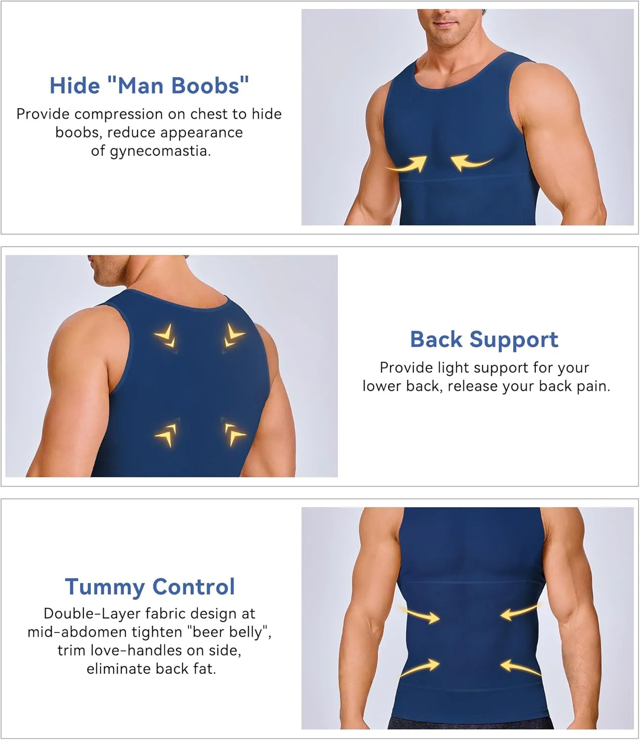Mens Compression Shirt Slimming Body Shaper Vest Workout Tank Tops Abs Abdomen Undershirts