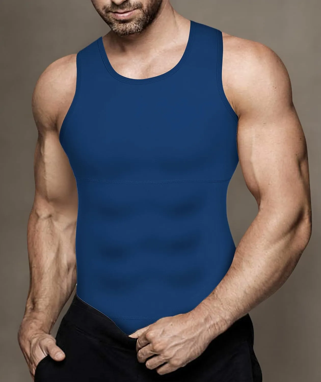 Mens Compression Shirt Slimming Body Shaper Vest Workout Tank Tops Abs Abdomen Undershirts