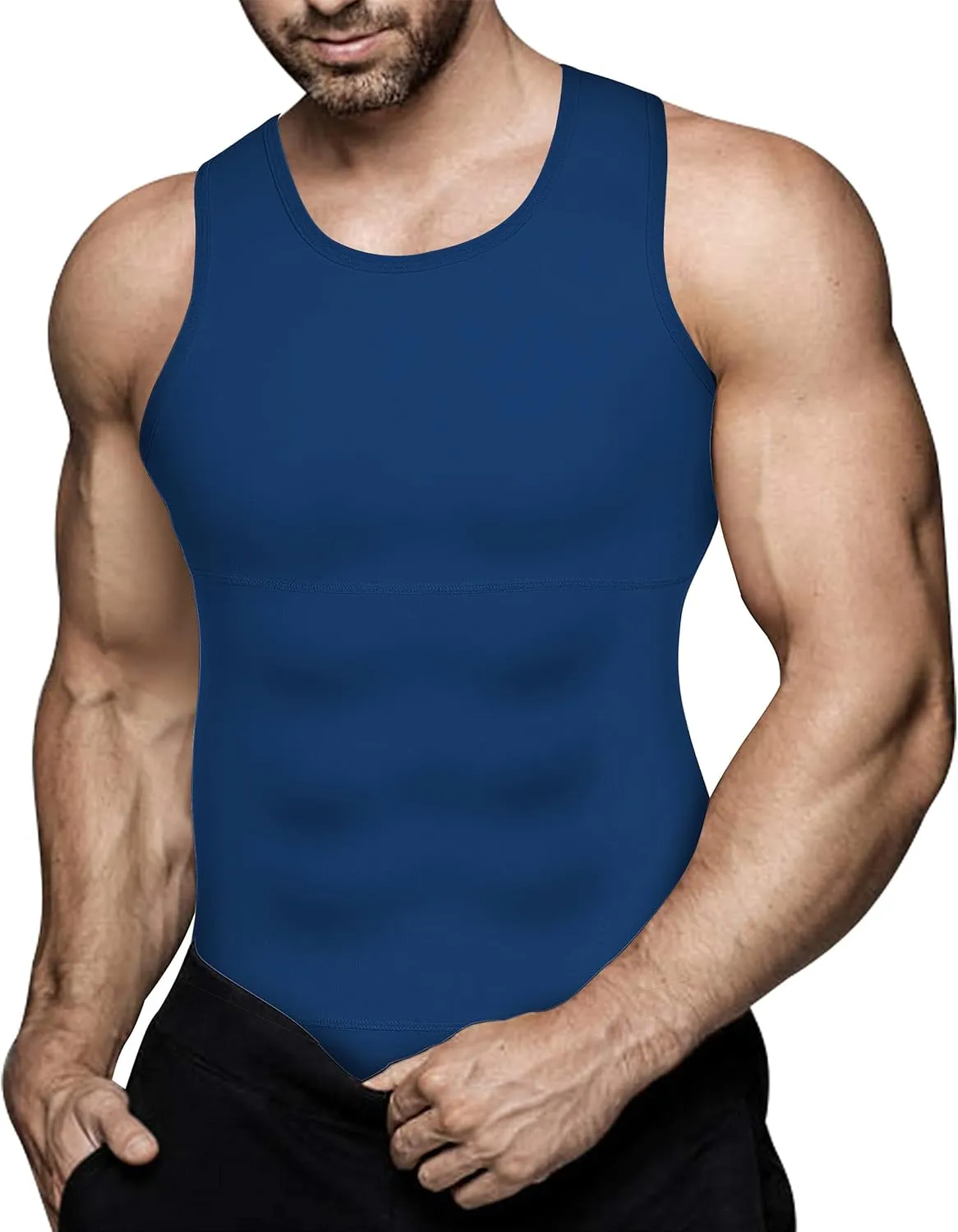 Mens Compression Shirt Slimming Body Shaper Vest Workout Tank Tops Abs Abdomen Undershirts
