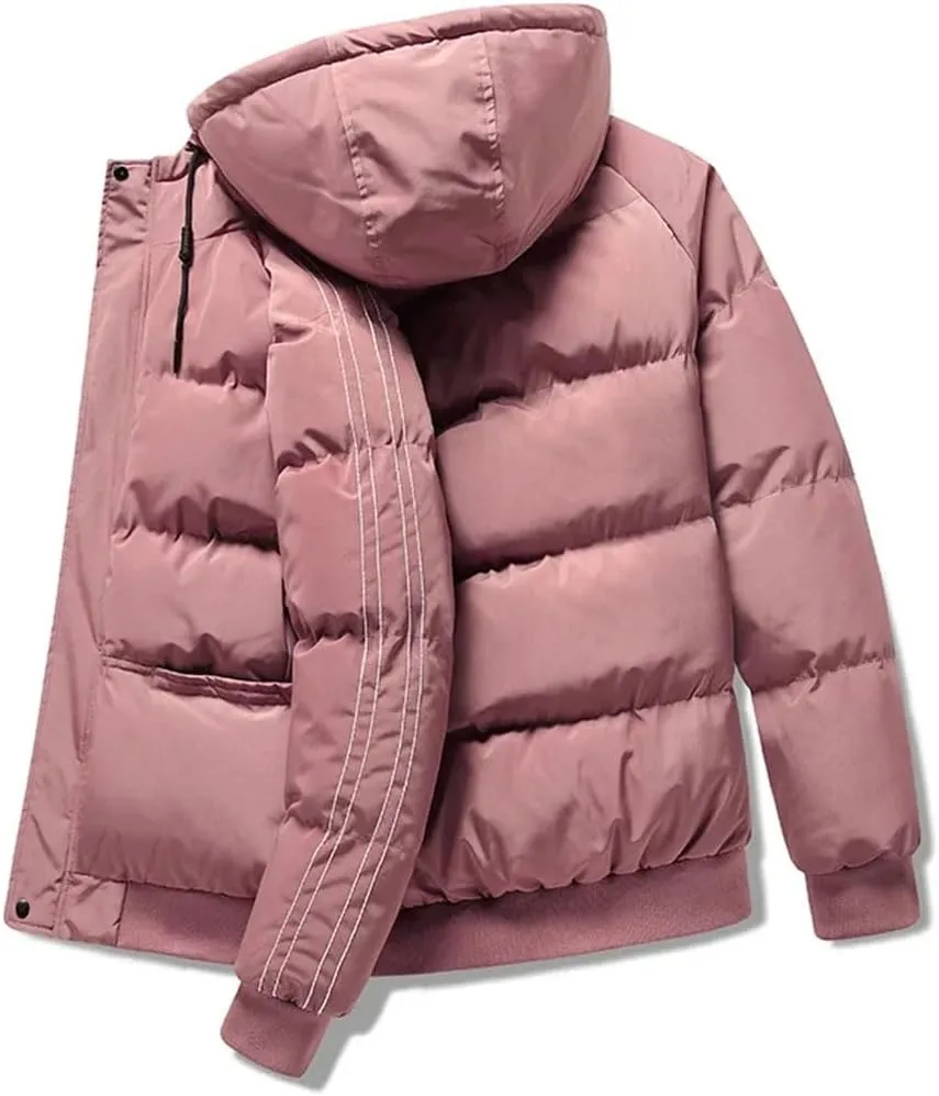 Men's Cotton Clothing Winter Solid Color Thickened Warm Outdoor Hooded Sports Coat Men Down Jacket