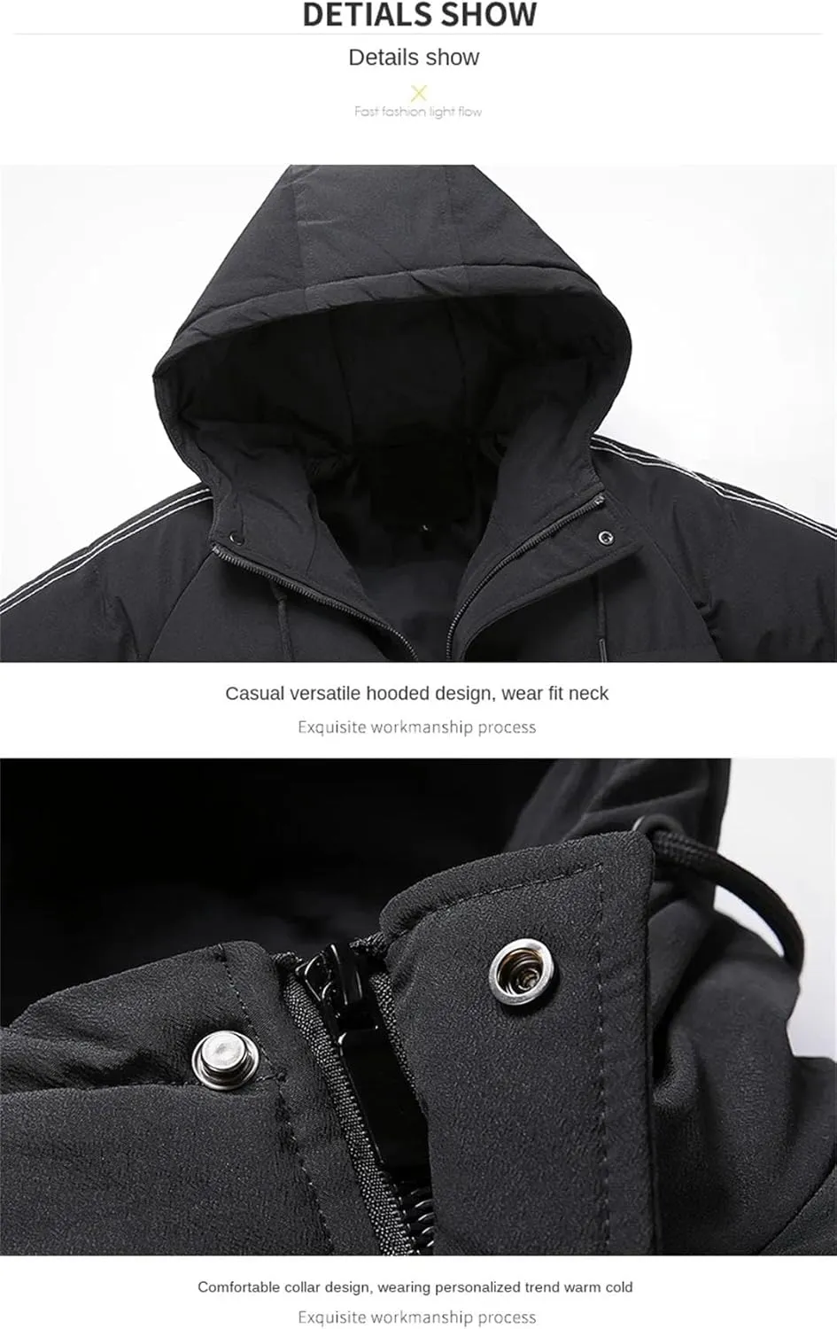 Men's Cotton Clothing Winter Solid Color Thickened Warm Outdoor Hooded Sports Coat Men Down Jacket