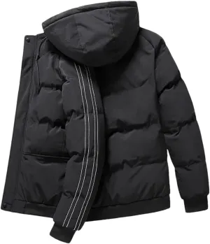 Men's Cotton Clothing Winter Solid Color Thickened Warm Outdoor Hooded Sports Coat Men Down Jacket