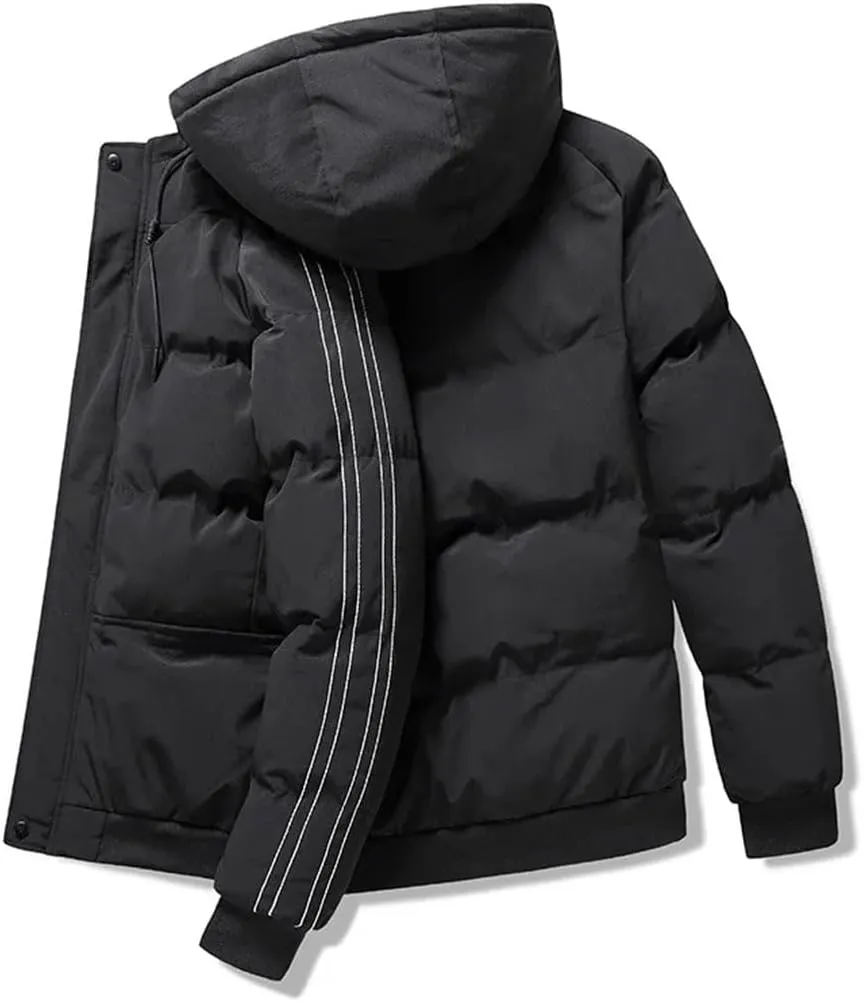 Men's Cotton Clothing Winter Solid Color Thickened Warm Outdoor Hooded Sports Coat Men Down Jacket