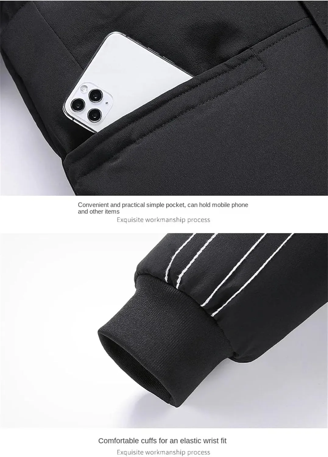 Men's Cotton Clothing Winter Solid Color Thickened Warm Outdoor Hooded Sports Coat Men Down Jacket
