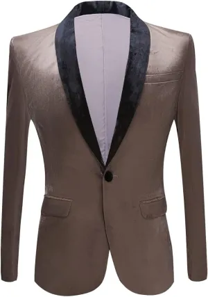 Mens Fashion Velvet Suit Jacket Slim Fit Blazers
