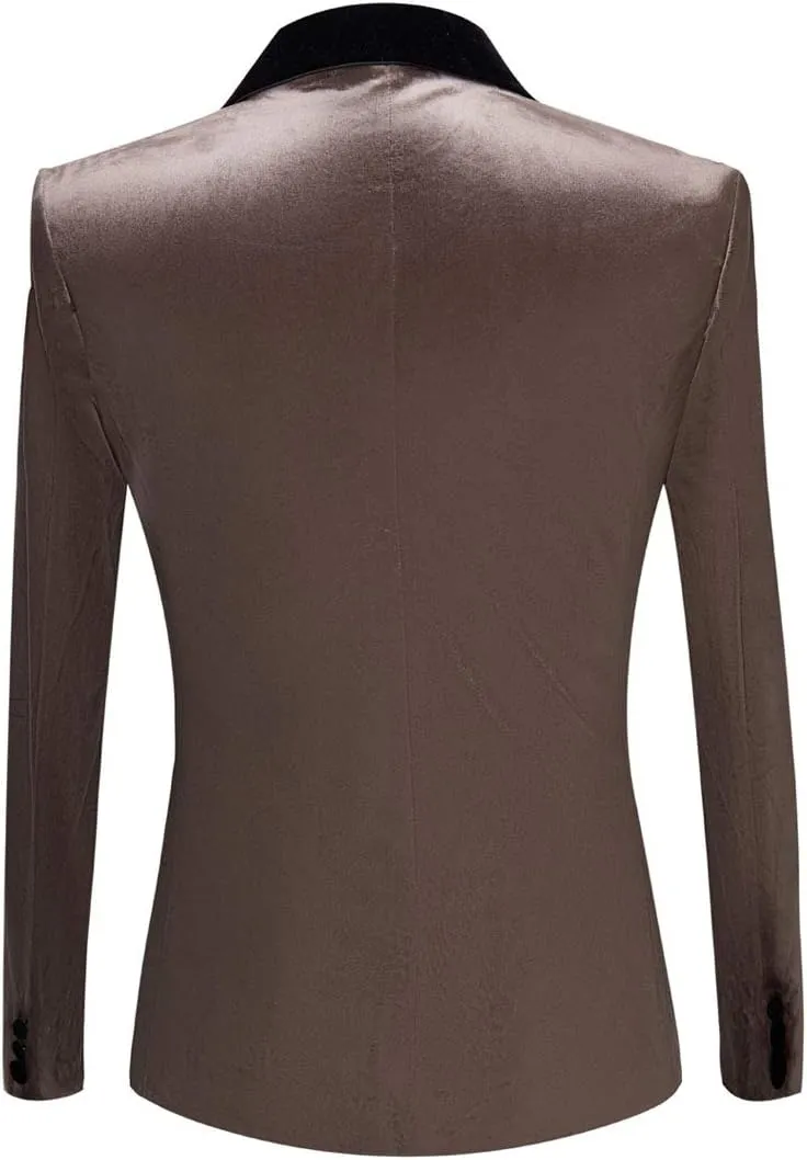 Mens Fashion Velvet Suit Jacket Slim Fit Blazers