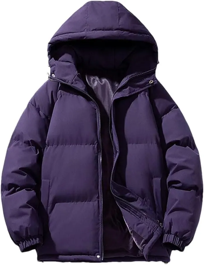 Men's Hooded Parkas Solid Warm Jacket Outdoor Casual Coats Men Cotton Padded Sports Jackets