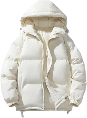 Men's Hooded Parkas Solid Warm Jacket Outdoor Casual Coats Men Cotton Padded Sports Jackets