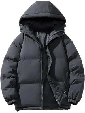 Men's Hooded Parkas Solid Warm Jacket Outdoor Casual Coats Men Cotton Padded Sports Jackets