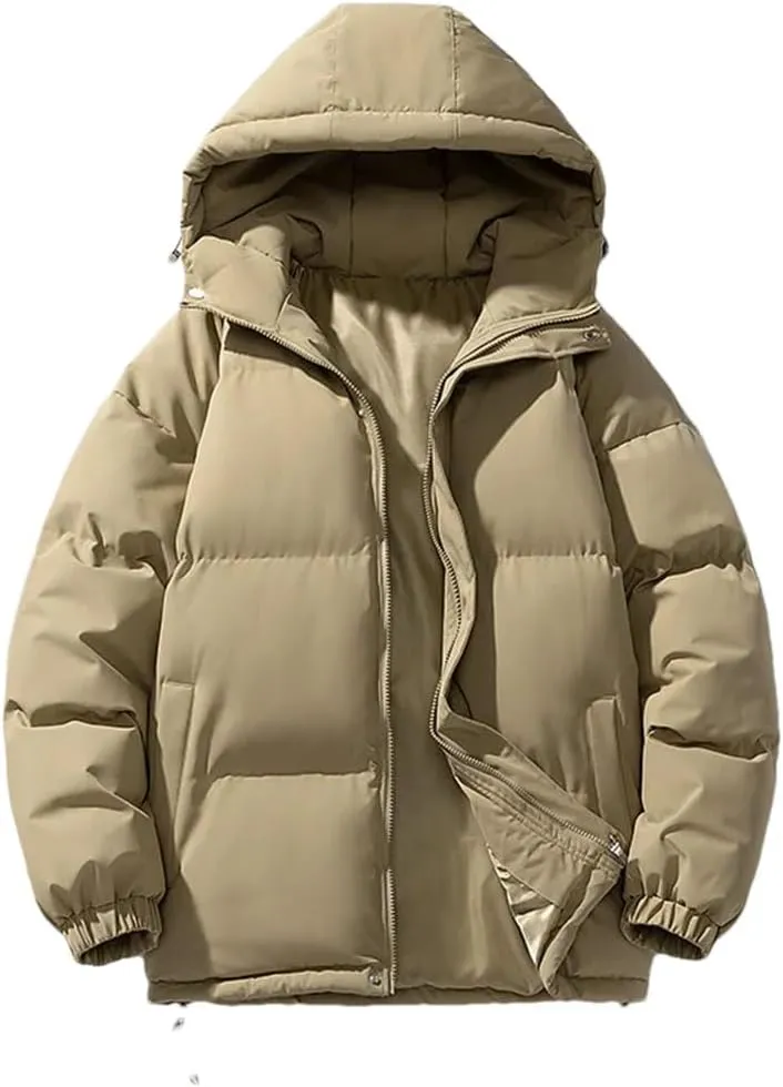 Men's Hooded Parkas Solid Warm Jacket Outdoor Casual Coats Men Cotton Padded Sports Jackets