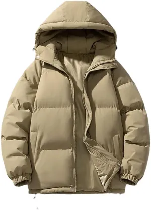 Men's Hooded Parkas Solid Warm Jacket Outdoor Casual Coats Men Cotton Padded Sports Jackets