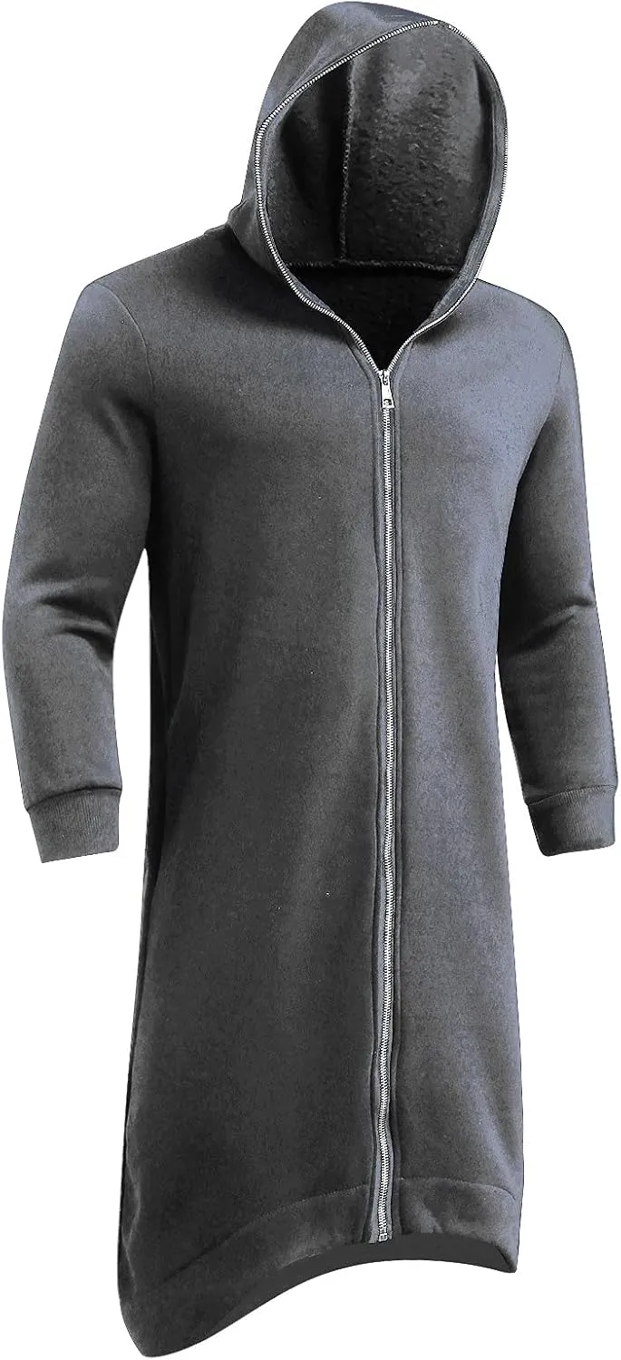 Mens Hoodies Men's Dark Style Solid Color Long Cardigan Cloak Coat Hooded Sweater Jacket