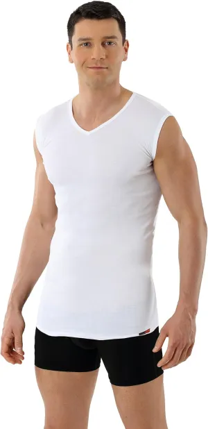 Men's Sleeveless v-Neck Business Undershirt 100% Organic Cotton White