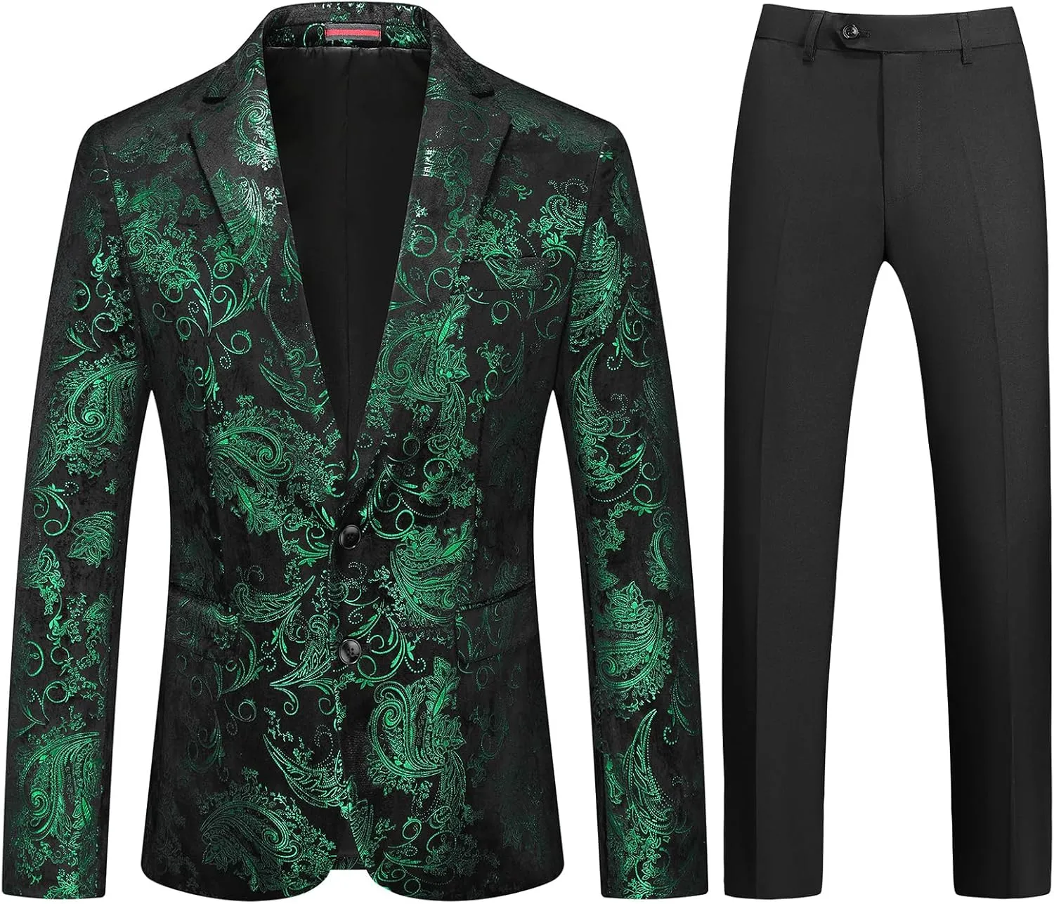 Mens Slim Fit Suits 2 Piece Tuxedo Suit for Men Shiny Prom Dinner Party Blazers Jacket and Pants