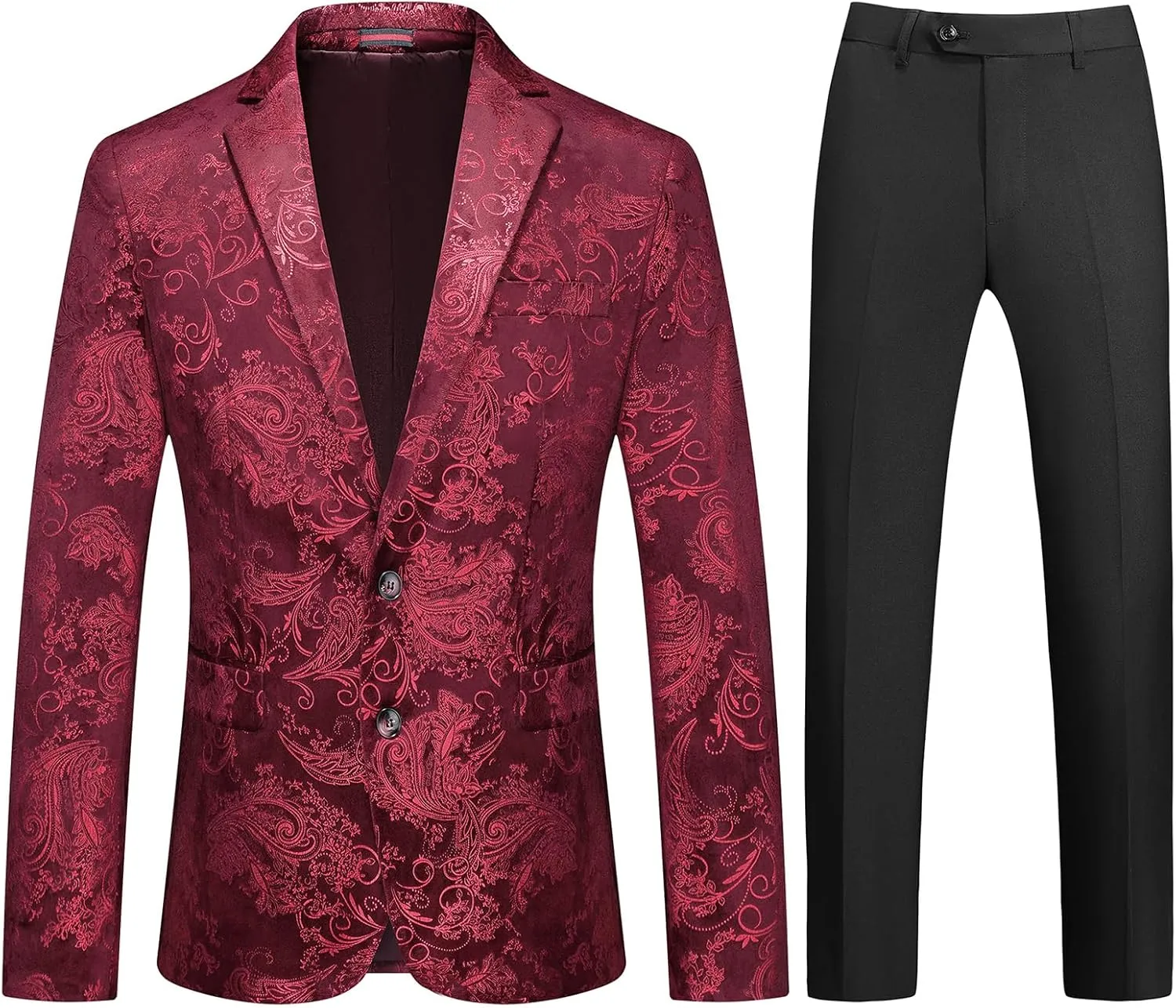 Mens Slim Fit Suits 2 Piece Tuxedo Suit for Men Shiny Prom Dinner Party Blazers Jacket and Pants