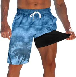 Men's Swim Trunks with Compression Liner 9" Quick Dry Board Shorts