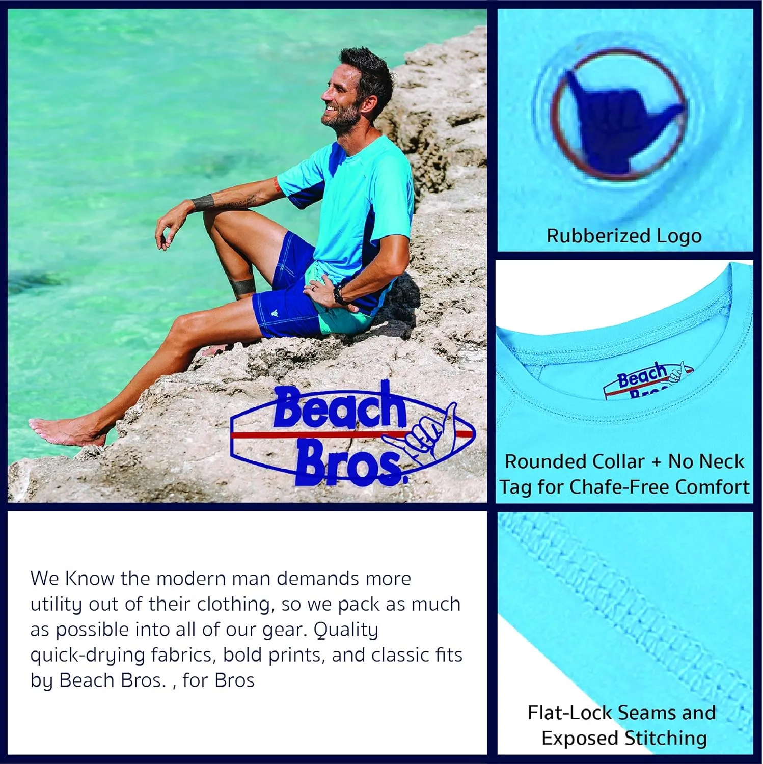 Men's UPF 50  Swim Shirt - Short Sleeve Quick Dry Rashguard
