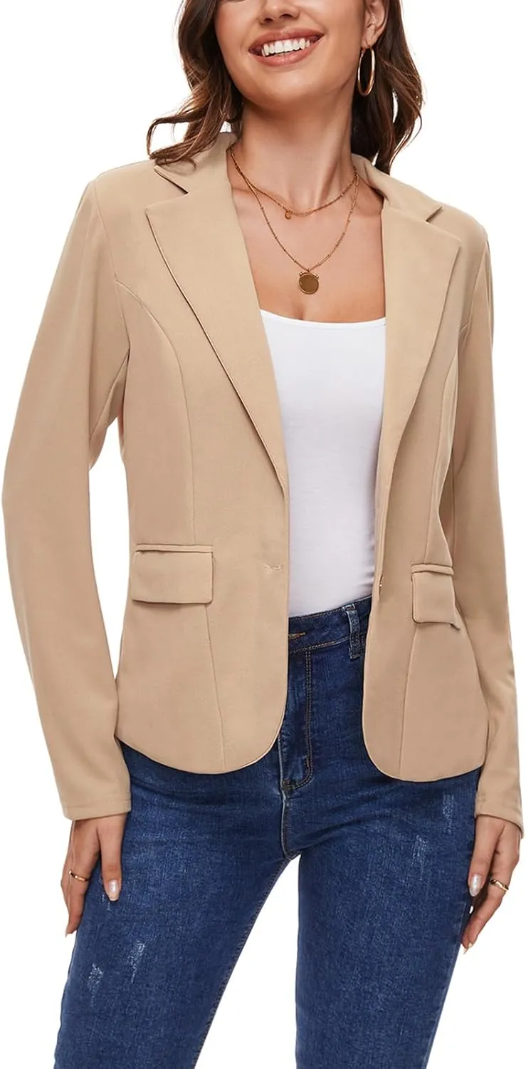MINTLIMIT Blazers for Women Business Casual Long Sleeve Notched Lapel Button Work Office Blazers Jackets with Pockets