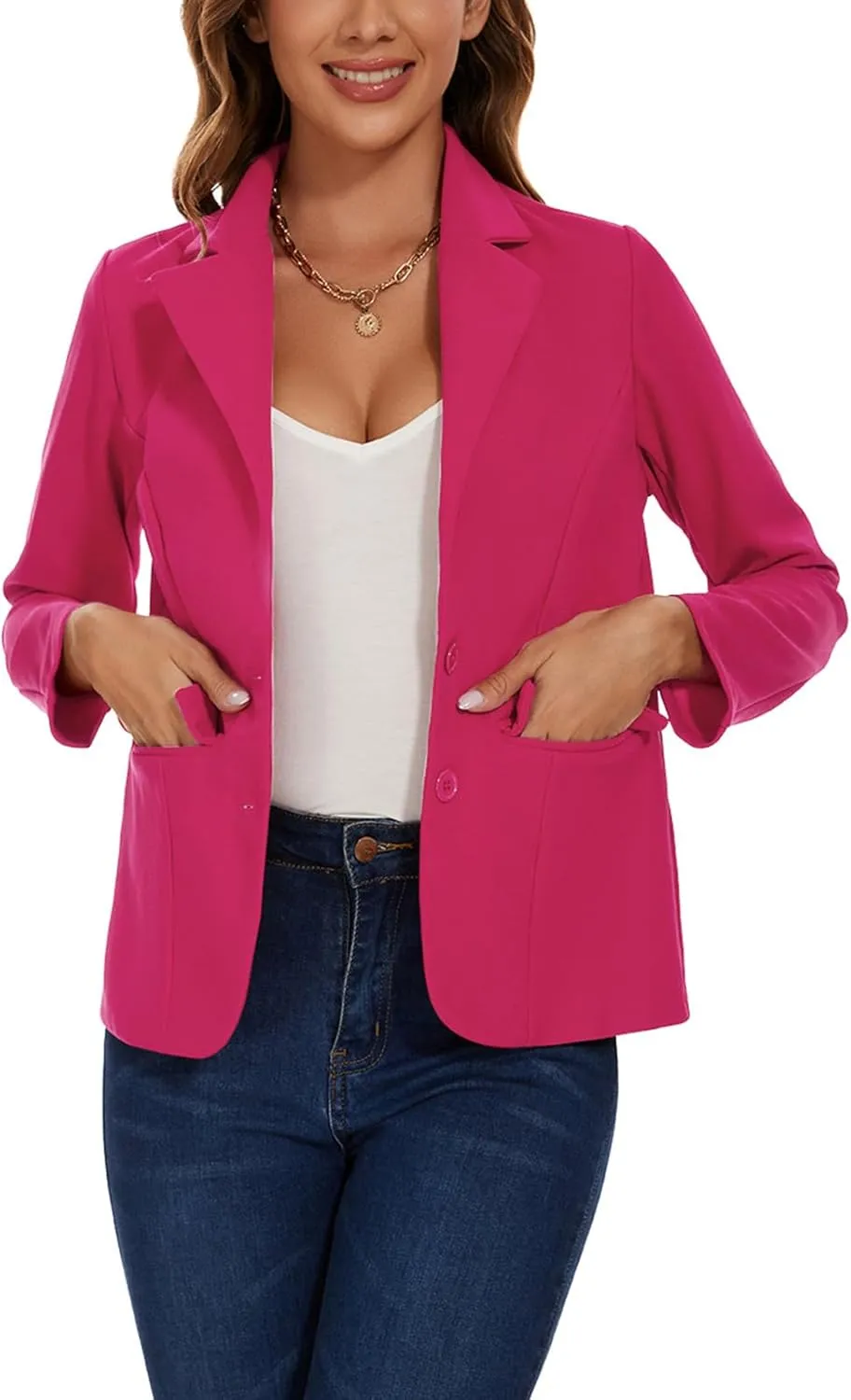 MINTLIMIT Blazers for Women Business Casual Long Sleeve Notched Lapel Button Work Office Blazers Jackets with Pockets
