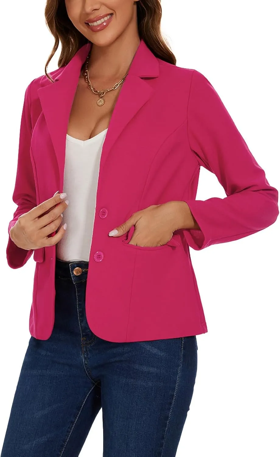 MINTLIMIT Blazers for Women Business Casual Long Sleeve Notched Lapel Button Work Office Blazers Jackets with Pockets