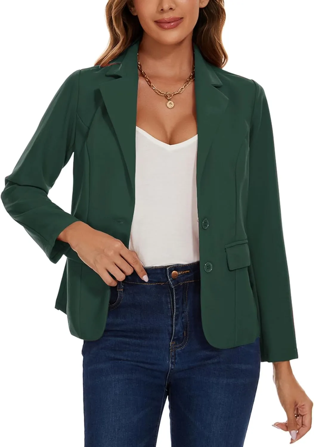 MINTLIMIT Blazers for Women Business Casual Long Sleeve Notched Lapel Button Work Office Blazers Jackets with Pockets