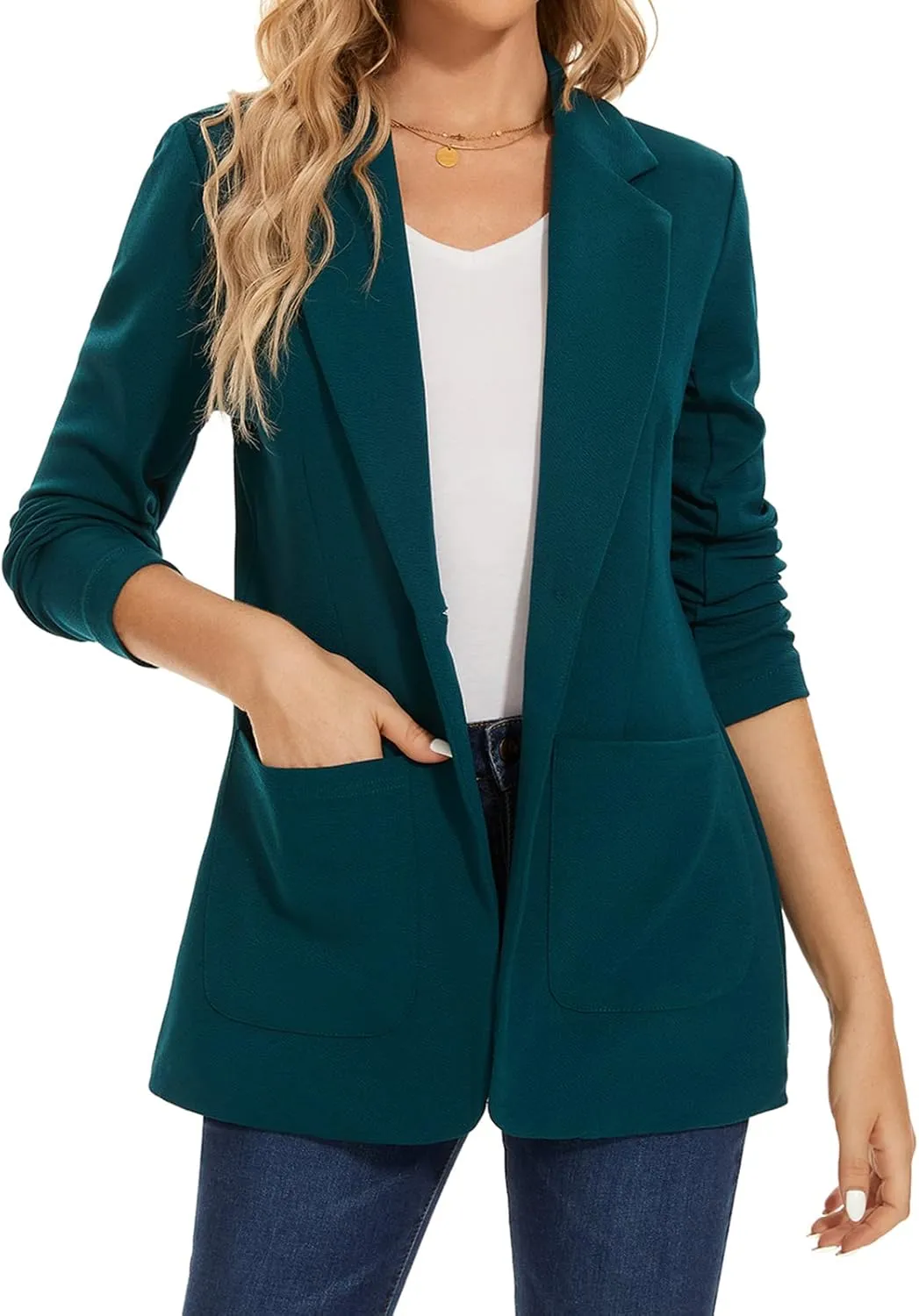 MINTLIMIT Blazers for Women Casual Long Sleeve Open Front Cardigan Button Work Office Blazers Jackets with Pockets