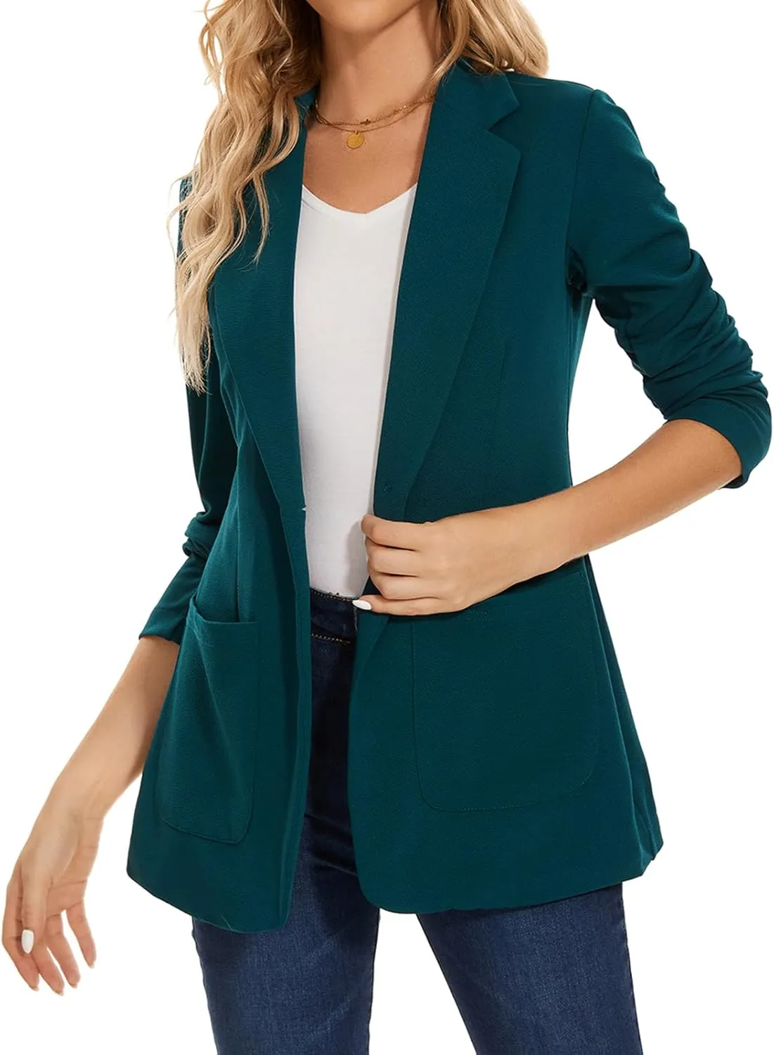 MINTLIMIT Blazers for Women Casual Long Sleeve Open Front Cardigan Button Work Office Blazers Jackets with Pockets