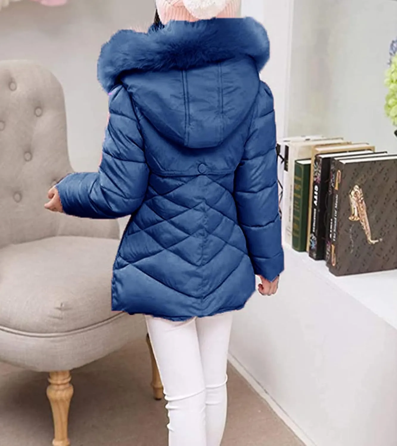 Miss Bei Girls' Puffer Down Coat Winter Fur Jacket Parka Down Coat Kids with Fur Hood