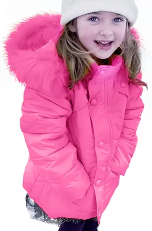 Miss Bei Girls' Puffer Down Coat Winter Fur Jacket Parka Down Coat Kids with Fur Hood