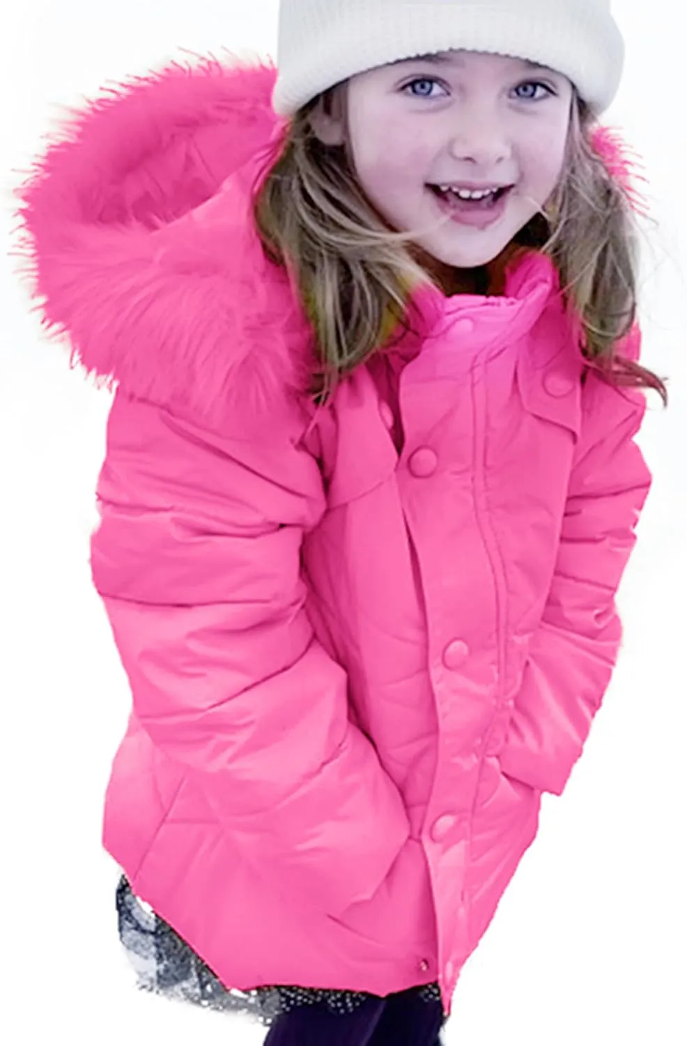 Miss Bei Girls' Puffer Down Coat Winter Fur Jacket Parka Down Coat Kids with Fur Hood