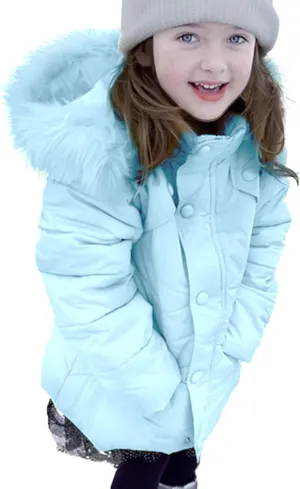 Miss Bei Girls' Puffer Down Coat Winter Fur Jacket Parka Down Coat Kids with Fur Hood