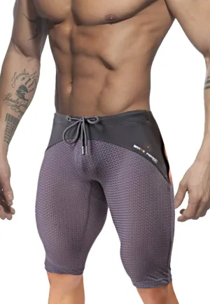 MIZOK Men's Yoga Capris Mesh Quick Dry Swimwear Workout Shorts