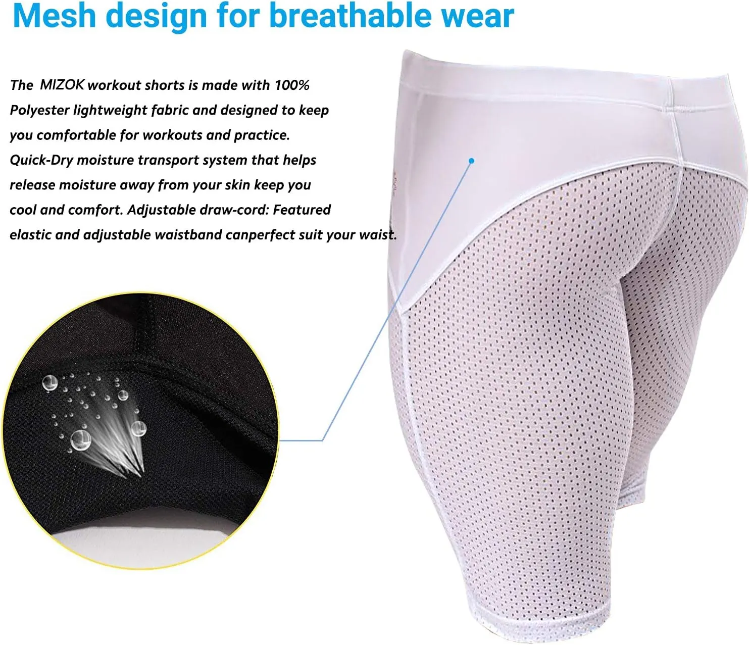MIZOK Men's Yoga Capris Mesh Quick Dry Swimwear Workout Shorts