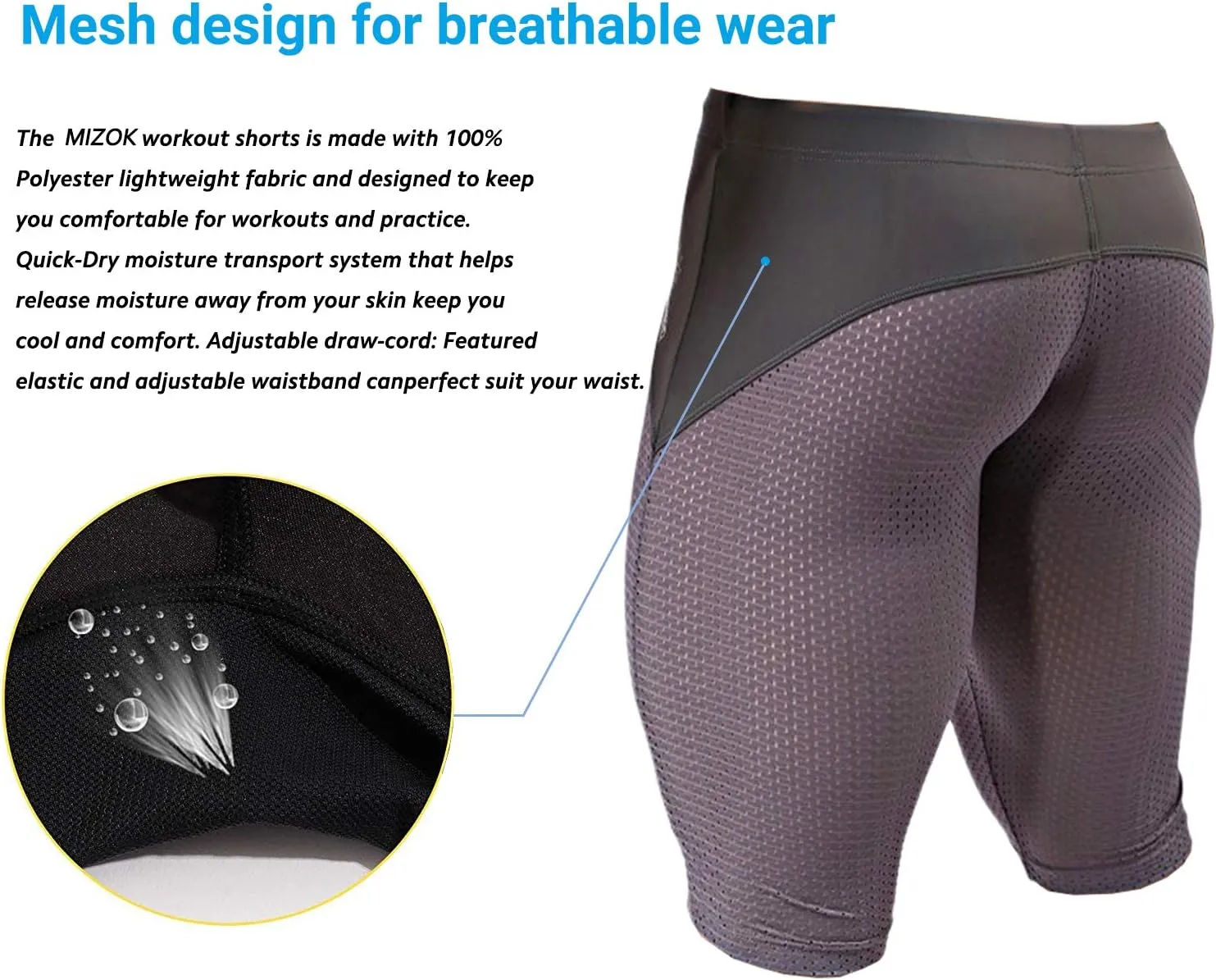 MIZOK Men's Yoga Capris Mesh Quick Dry Swimwear Workout Shorts