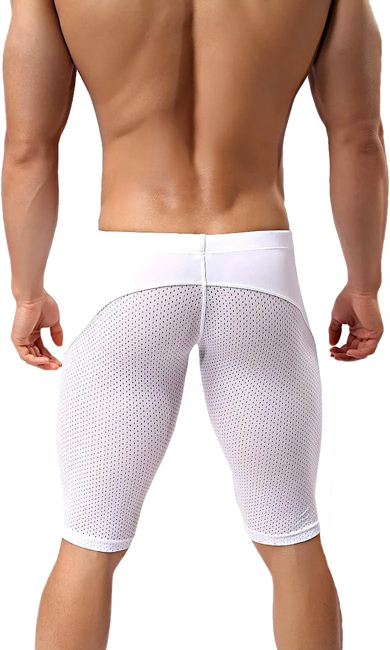 MIZOK Men's Yoga Capris Mesh Quick Dry Swimwear Workout Shorts
