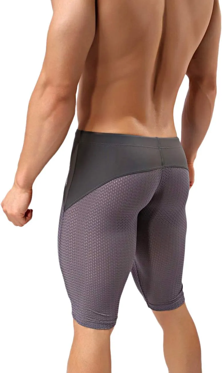 MIZOK Men's Yoga Capris Mesh Quick Dry Swimwear Workout Shorts