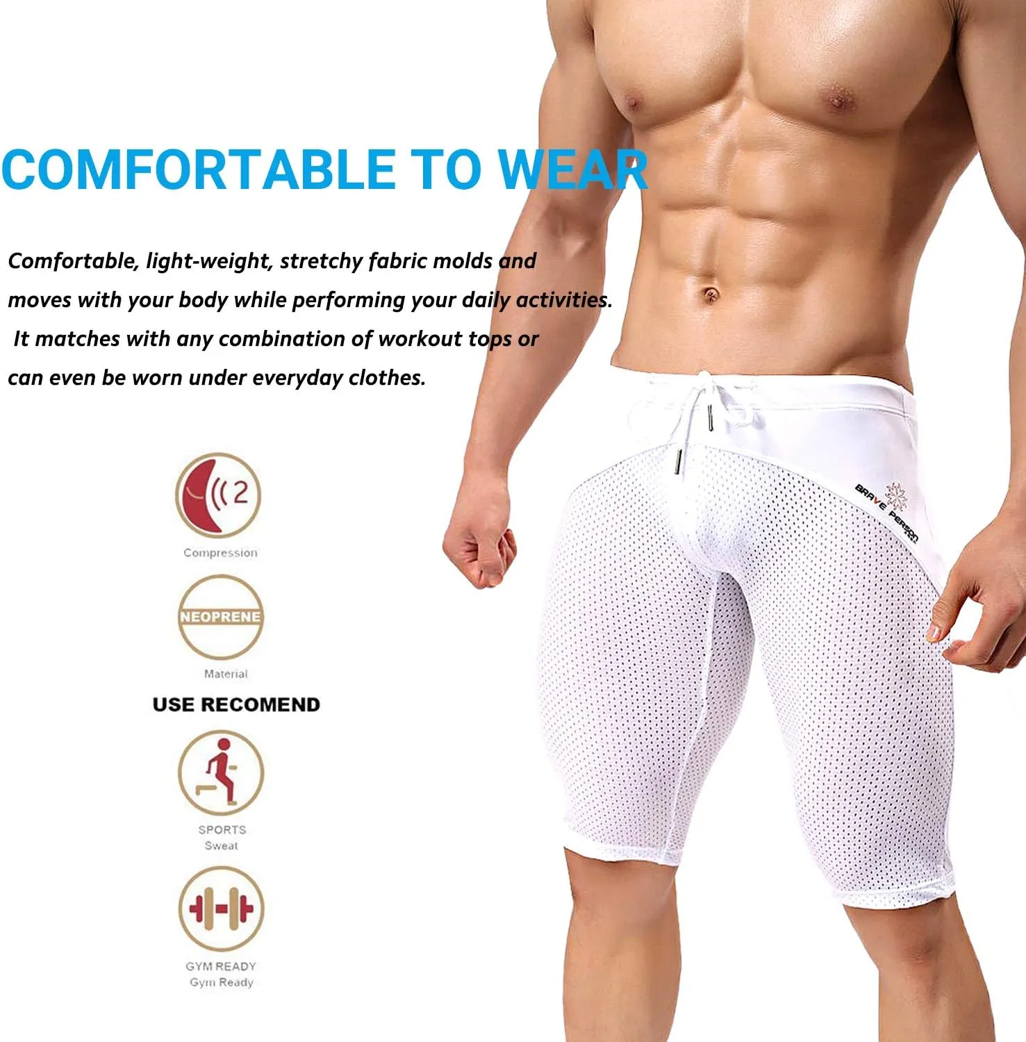 MIZOK Men's Yoga Capris Mesh Quick Dry Swimwear Workout Shorts