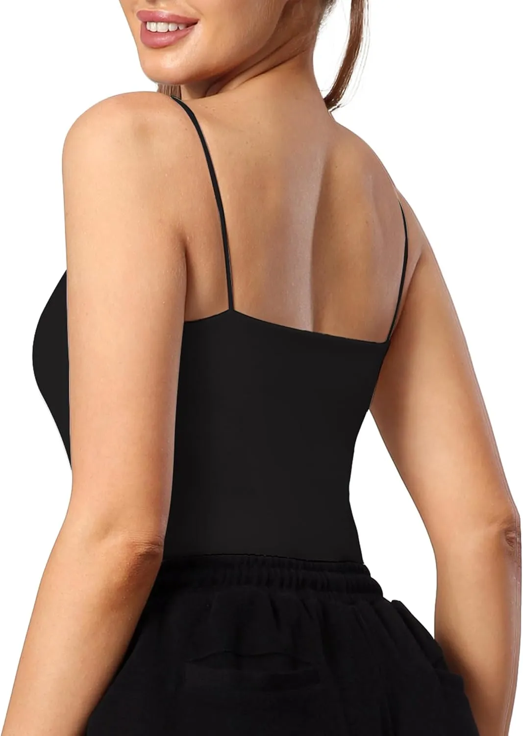 Move With You Womens Camisoles with Built in Bra Spaghetti Strap Tank Tops Scoop Neck Layer Cami Shirts