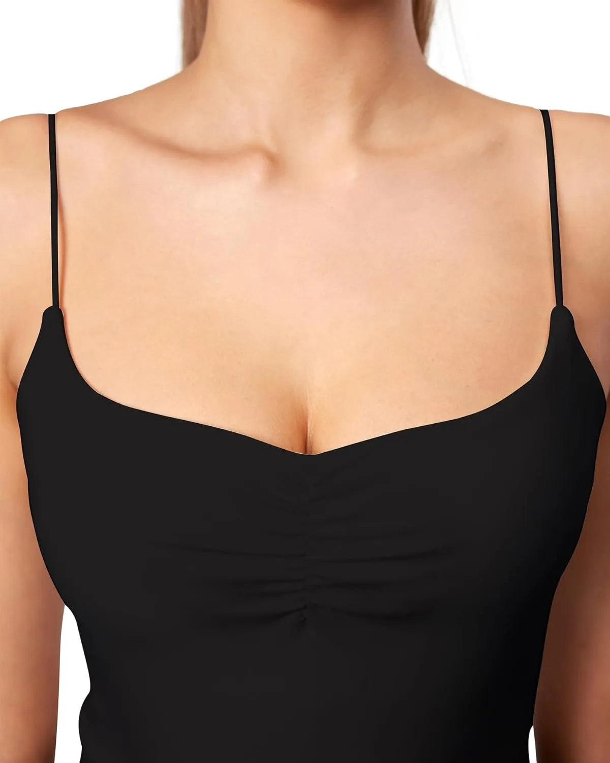 Move With You Womens Camisoles with Built in Bra Spaghetti Strap Tank Tops Scoop Neck Layer Cami Shirts