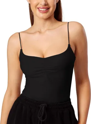 Move With You Womens Camisoles with Built in Bra Spaghetti Strap Tank Tops Scoop Neck Layer Cami Shirts
