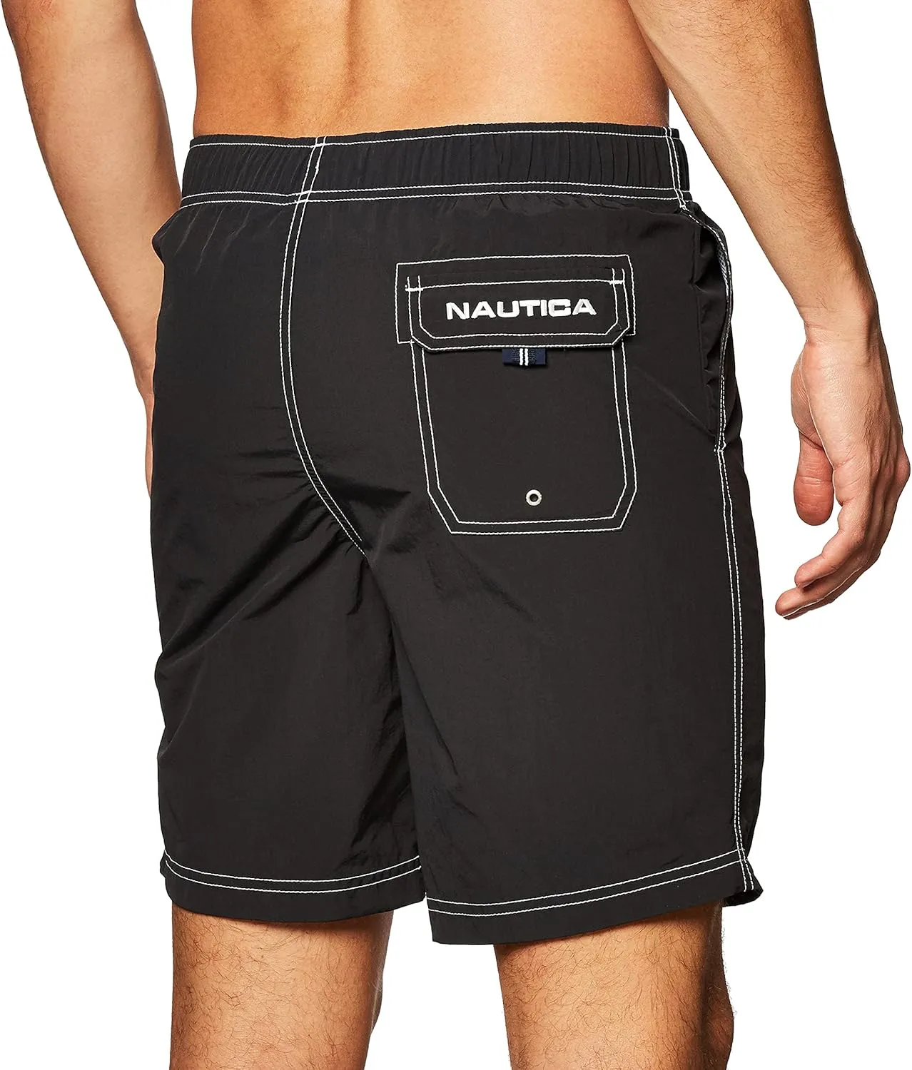 Nautica Men's Solid Quick Dry Classic Logo Swim Trunk