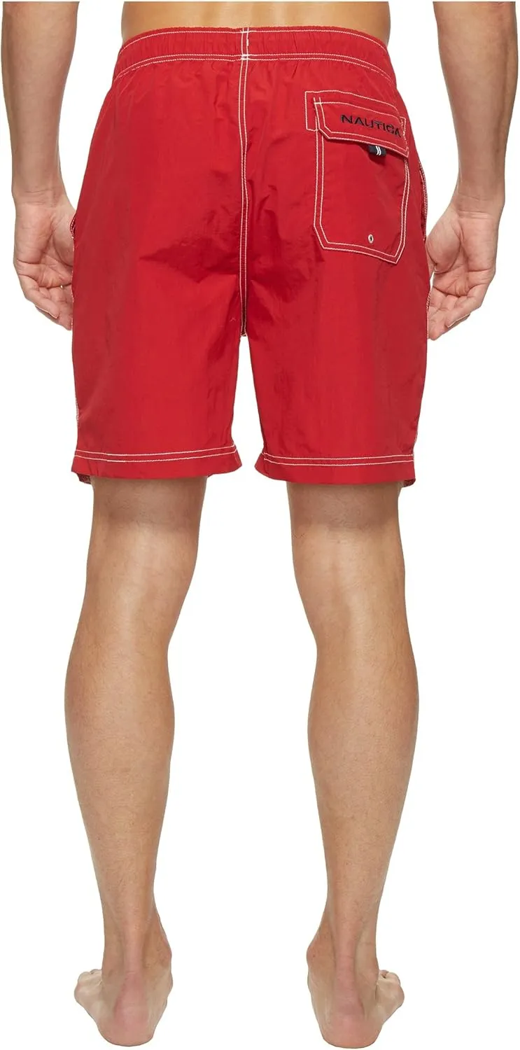 Nautica Men's Solid Quick Dry Classic Logo Swim Trunk