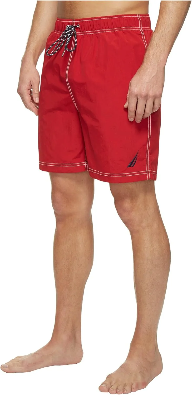 Nautica Men's Solid Quick Dry Classic Logo Swim Trunk