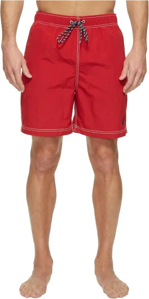 Nautica Men's Solid Quick Dry Classic Logo Swim Trunk