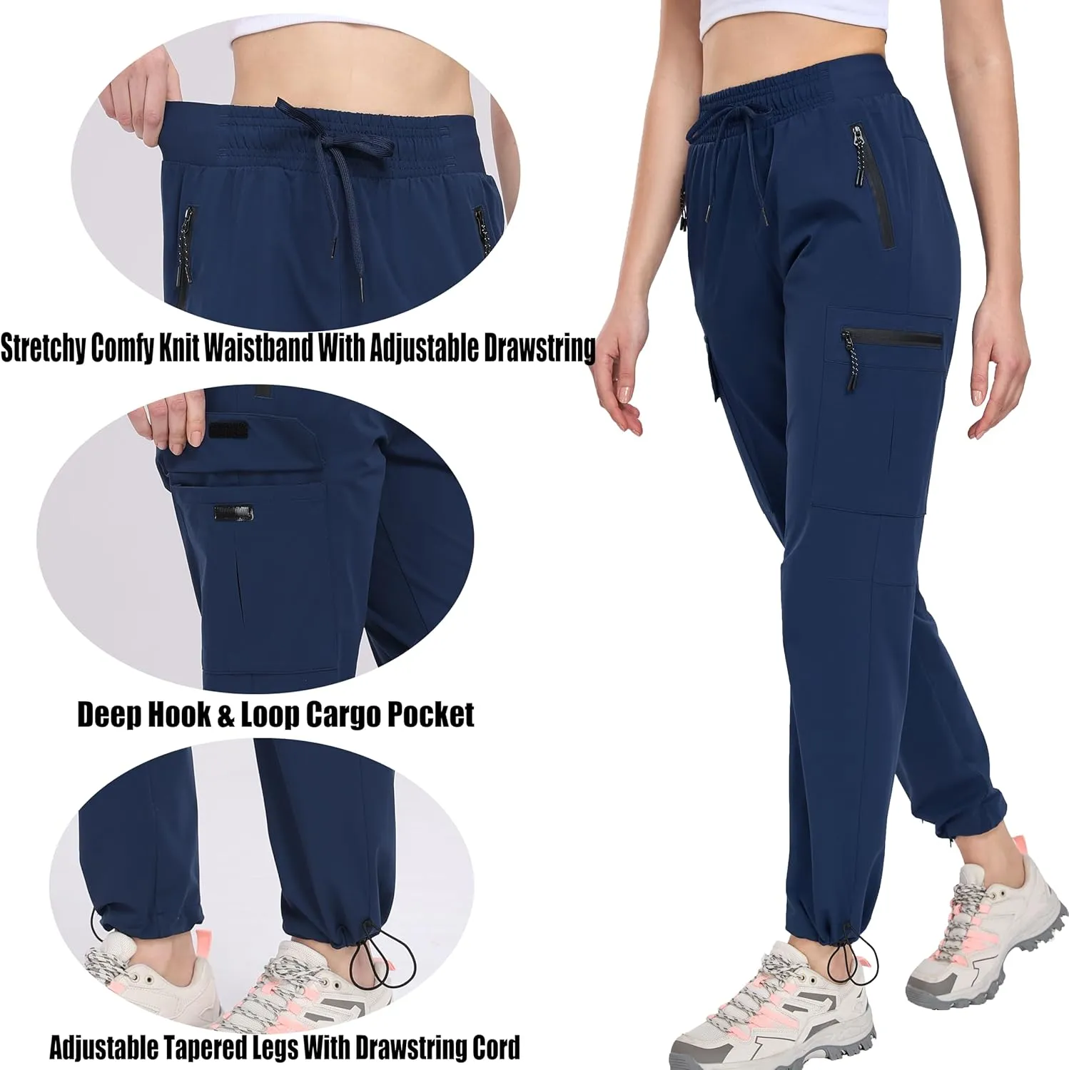 Oalka Women's Hiking Pants Water Resistant Quick Dry Cargo Pockets Pants