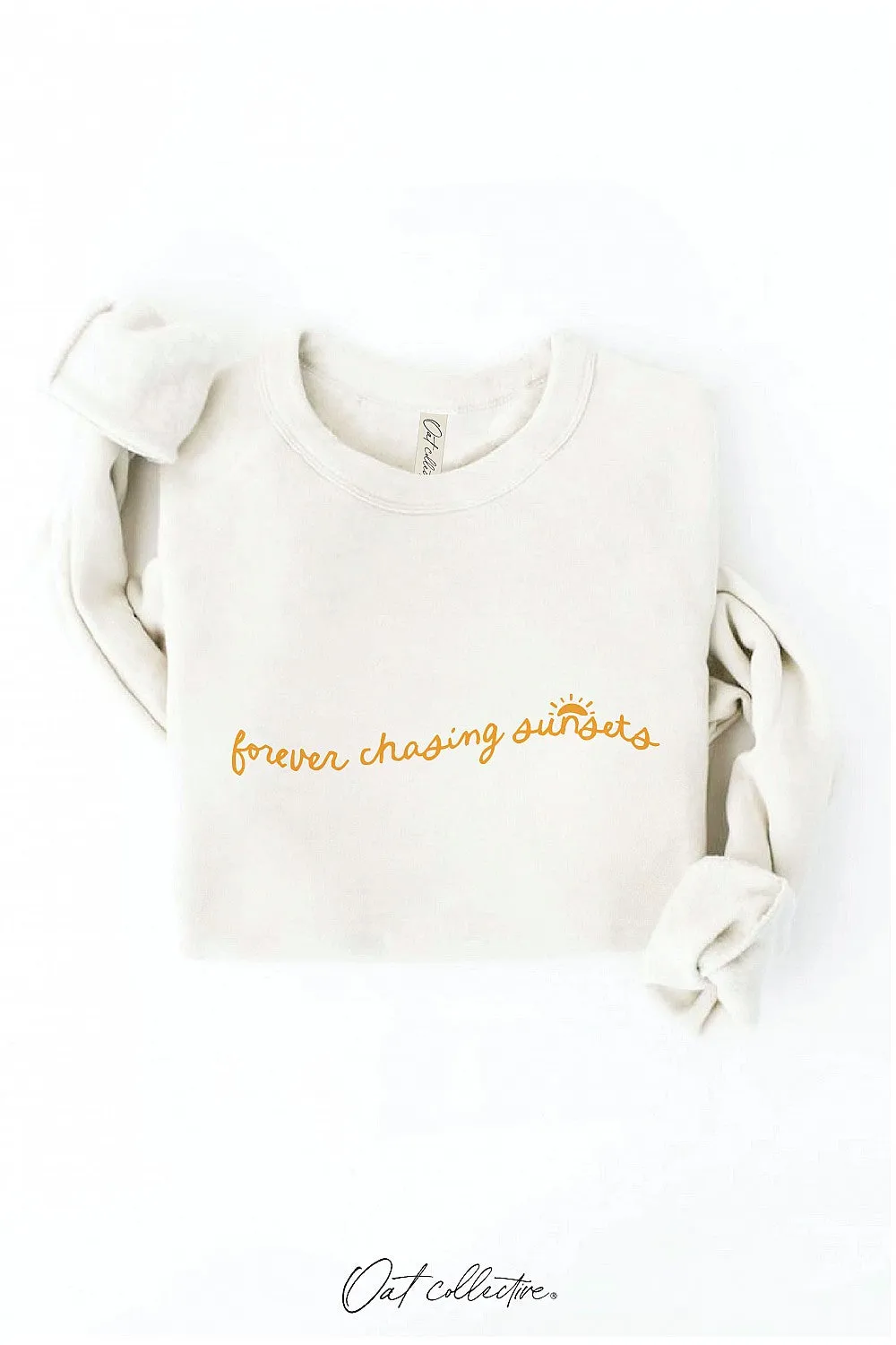 Oat Collective | Forever Chasing Sunsets Graphic Sweatshirt - Vintage White