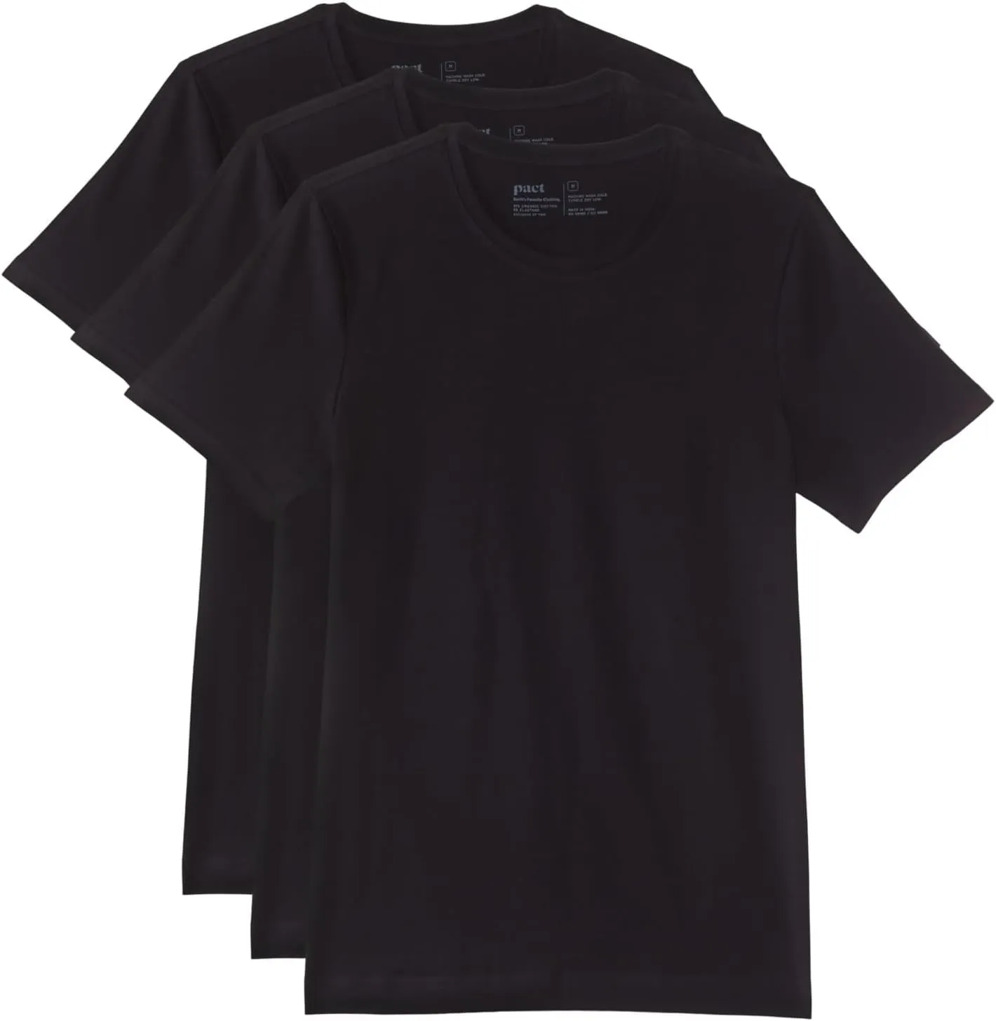 Pact Men's Cool-Stretch Crew Undershirt 3-Pack, Soft & Durable