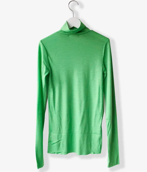 PHEENY/WOOL CIRCULAR RIB HIGH NECK(GREEN)
