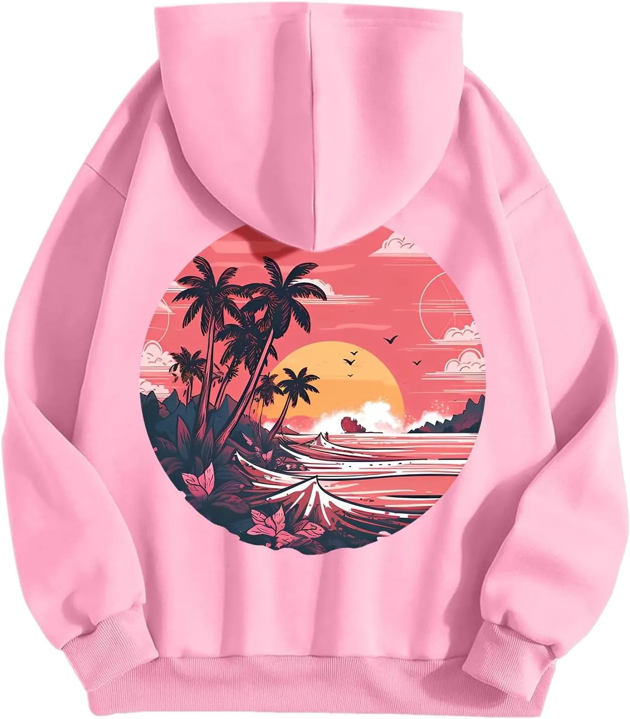 Pink Hoodie Oversized Hoodies for Women, Teen Girls Preppy Sweatshirt Long Sleeve Sweatshirts,Pink