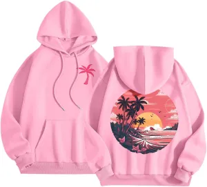 Pink Hoodie Oversized Hoodies for Women, Teen Girls Preppy Sweatshirt Long Sleeve Sweatshirts,Pink